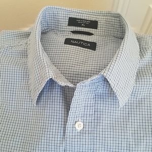 Nautica light blue and navy plaid dress shirt
